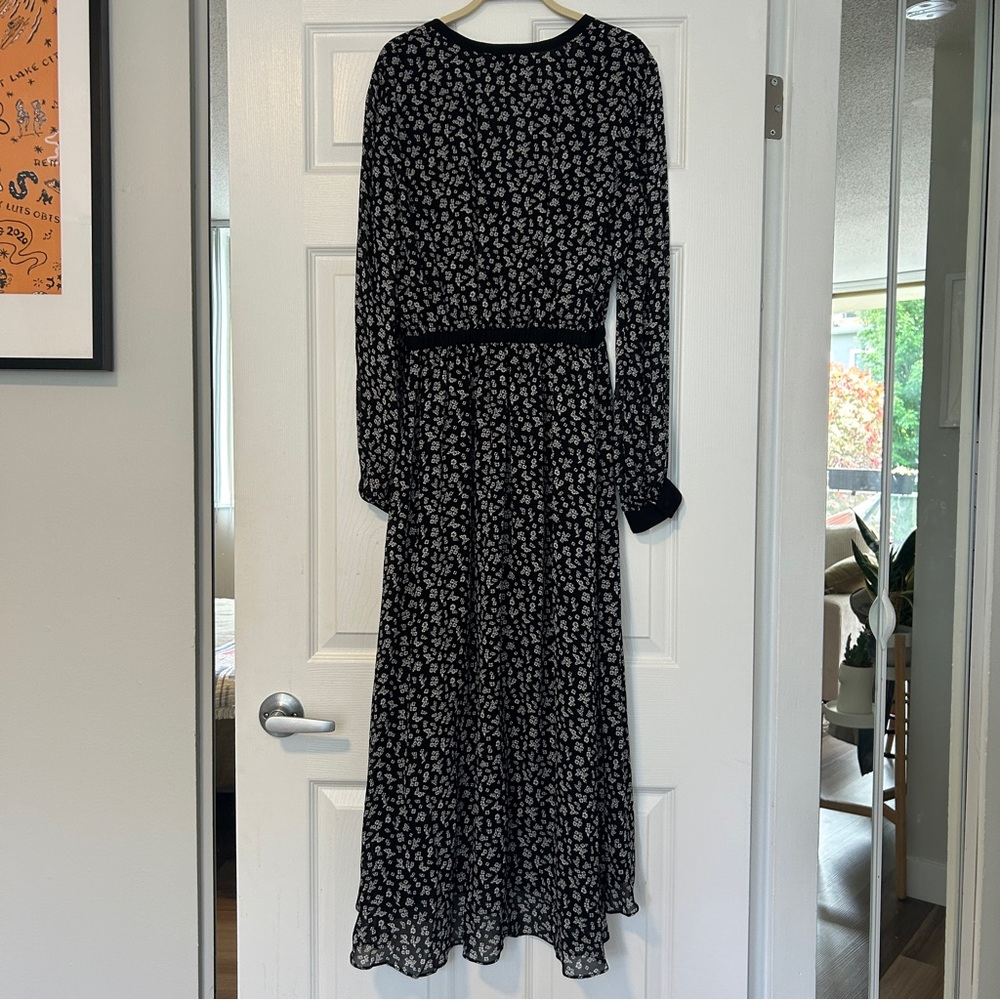 NWT The Kooples Black and White Long Sleeve V-Neck Sundress - Picture 7 of 7